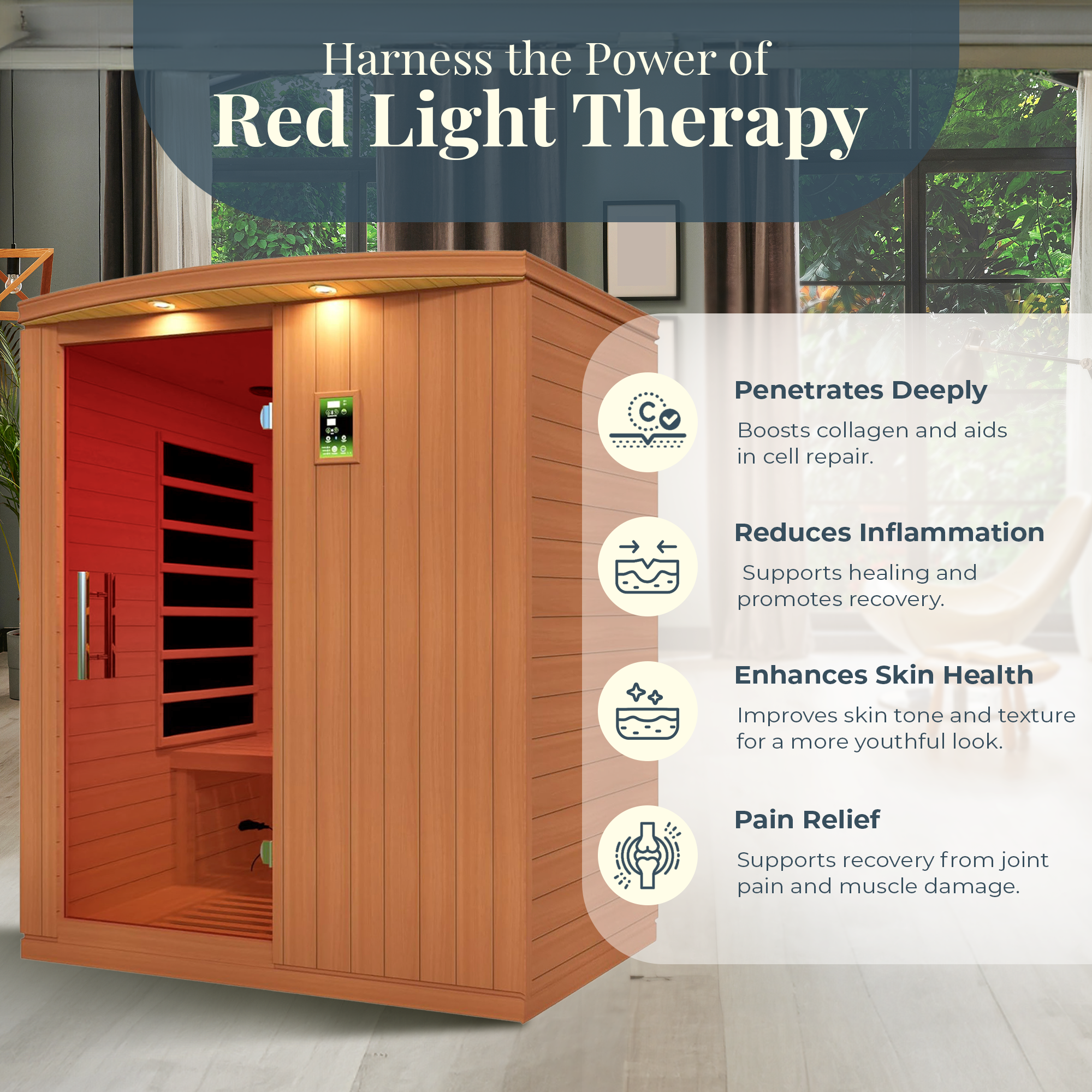 Dynamic Saunas Elite 3 Person Ultra Low EMF Infrared Home Sauna(Open Box) - VMInnovations