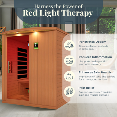 Dynamic Saunas Madrid Elite 3 Person Ultra Low EMF Infrared Lighting Home Sauna