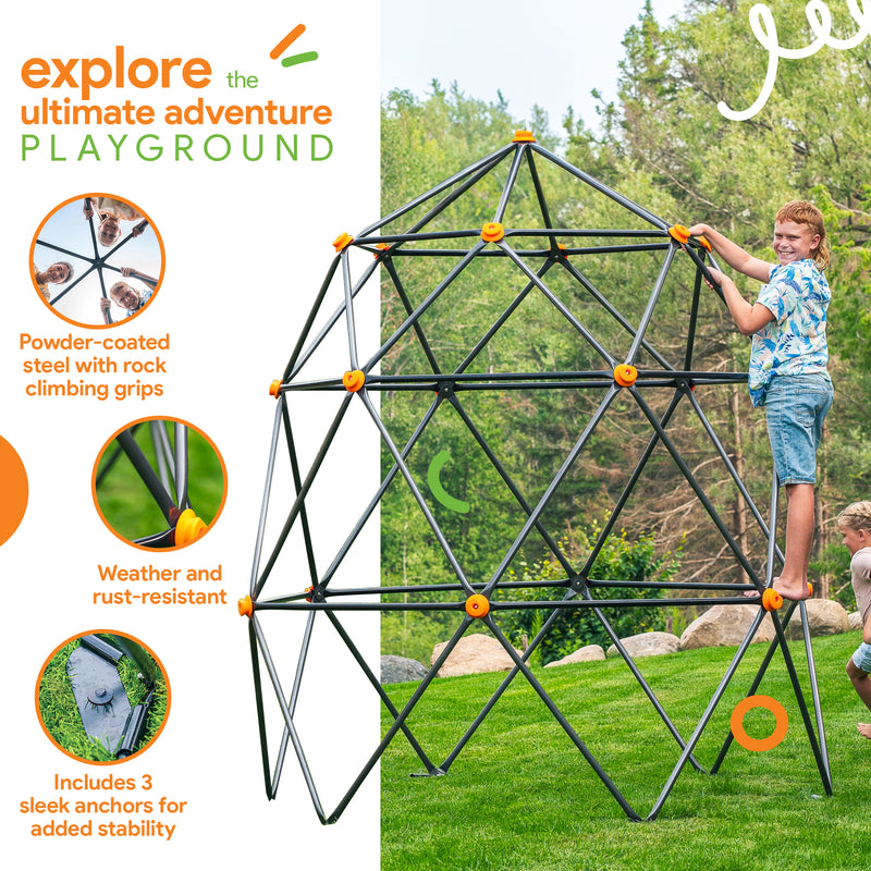 gobaplay Large Powder Coated Steel Geometric Climbing Dome with 3 Sleek Anchors (For Parts)