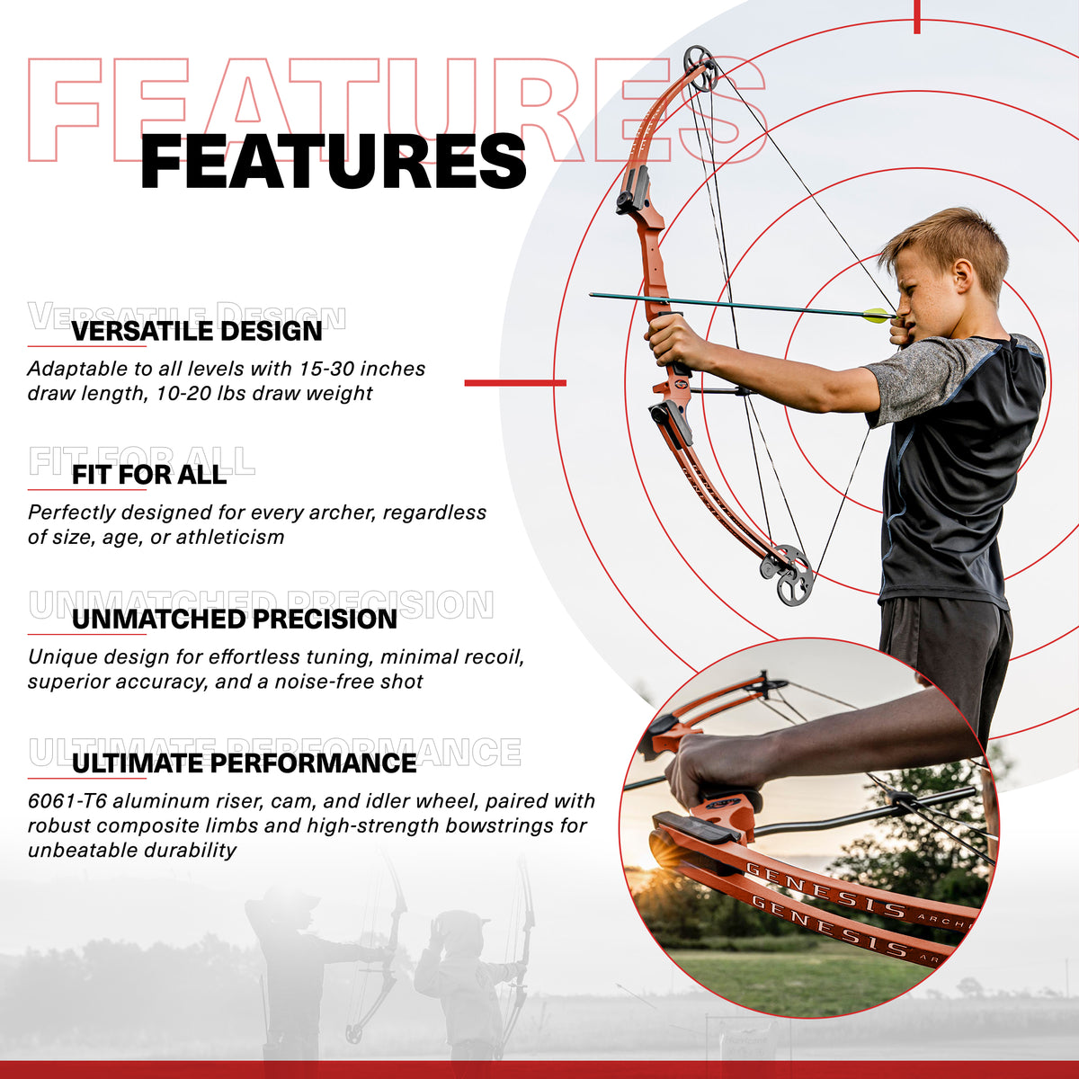 Genesis Archery Compound Target Practice Bow Kit, Left Handed Orange (For Parts) - VMInnovations