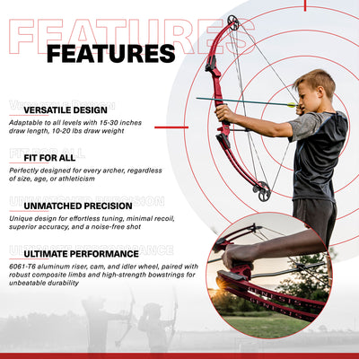 Genesis Archery Red Original Target Practice Bow Kit, Right Handed (For Parts)