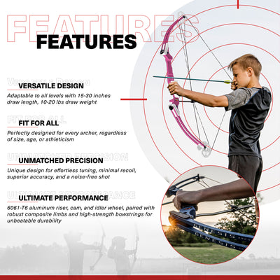 Genesis Archery Pink Compound Target Practice Bow Kit, Left Handed (Open Box) - VMInnovations