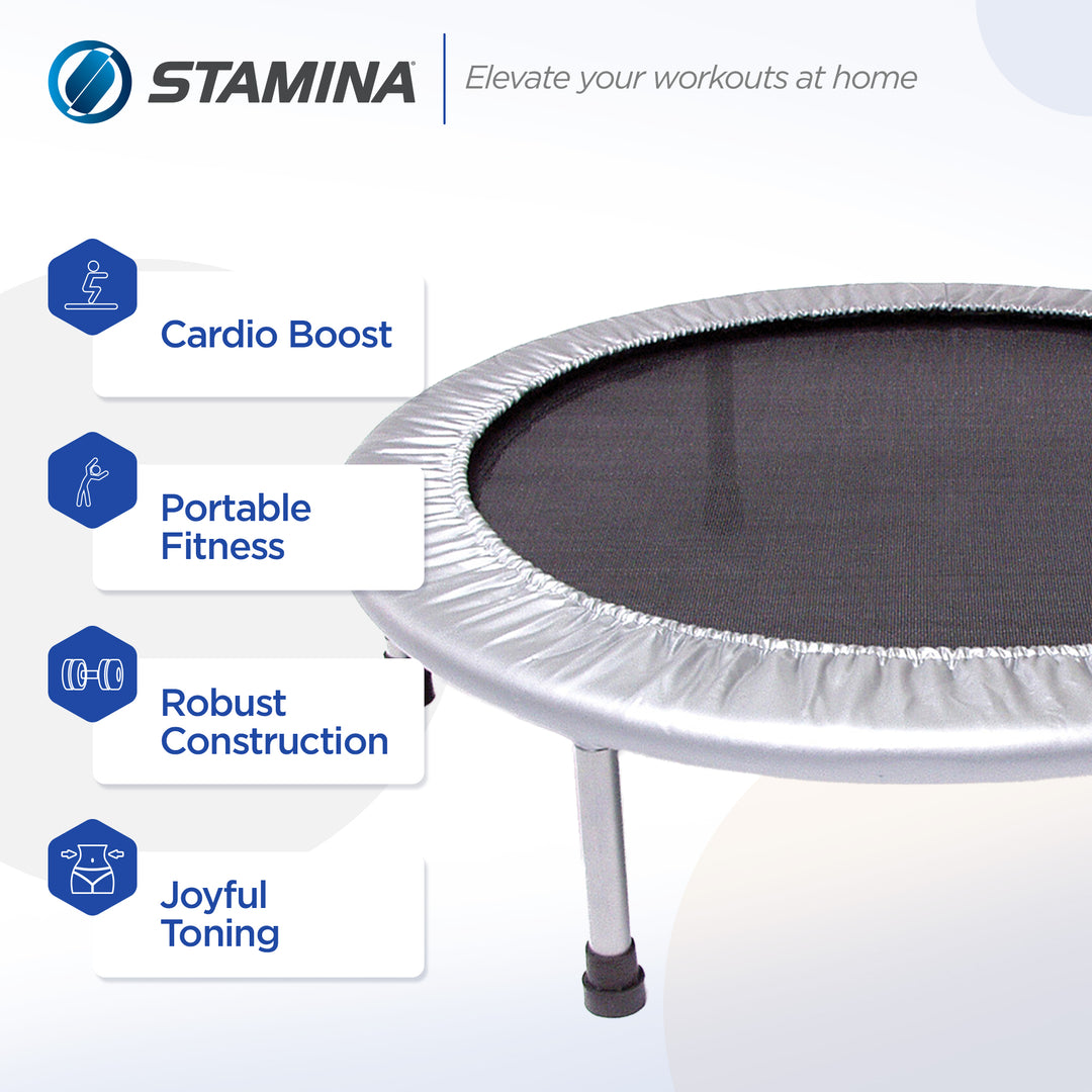 Stamina Products 36 Inch Folding Quiet & Safe Trampoline for Cardio (Open Box) - VMInnovations