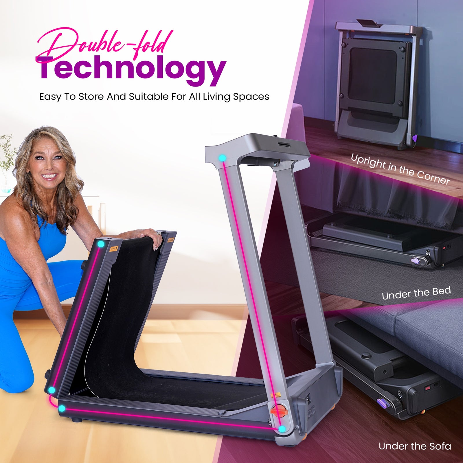 WalkingPad Austin Collapsible Treadmill w/Double Fold Technology, Gray(Open Box) - VMInnovations
