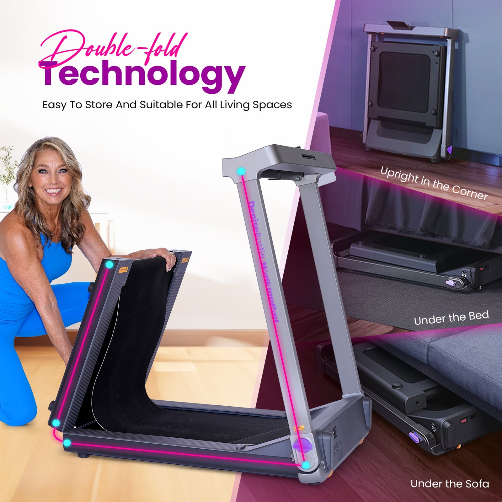 WalkingPad Collapsible Treadmill w/ Double Fold Technology, Purple (Open Box) - VMInnovations
