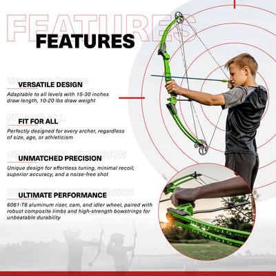 Genesis Archery Original Green Compound Target Practice Bow, Left Handed (Used)