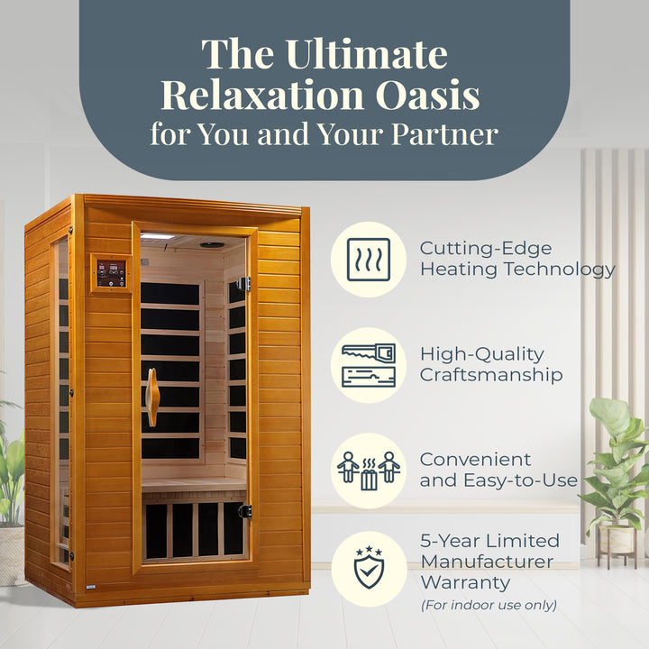 Golden Designs Andora 2 Person Low EMF 6 Heating Panel Infrared Sauna(For Parts)