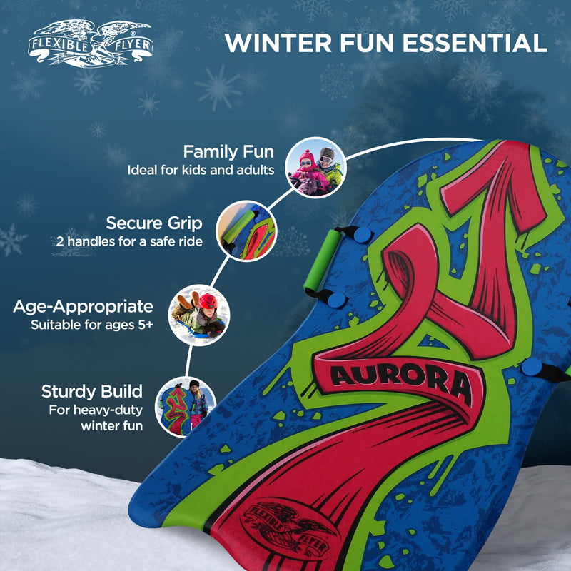 Flexible Flyer Aurora 36 Inch 1 Person Foam Slider Snow Sled for Kids and Adults