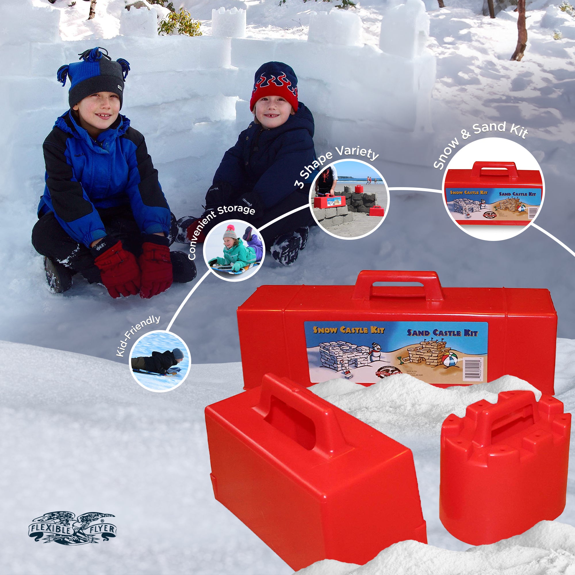 Flexible Flyer Castle Kit 3 Pc Winter Snow/Beach Sand Fort Building Set (Used) - VMInnovations
