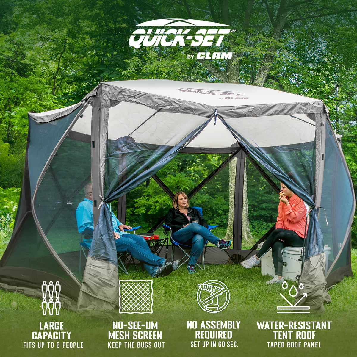 CLAM Quick-Set Escape 11.5 x 11.5 Ft Portable Outdoor Camping Shelter, Gray - VMInnovations