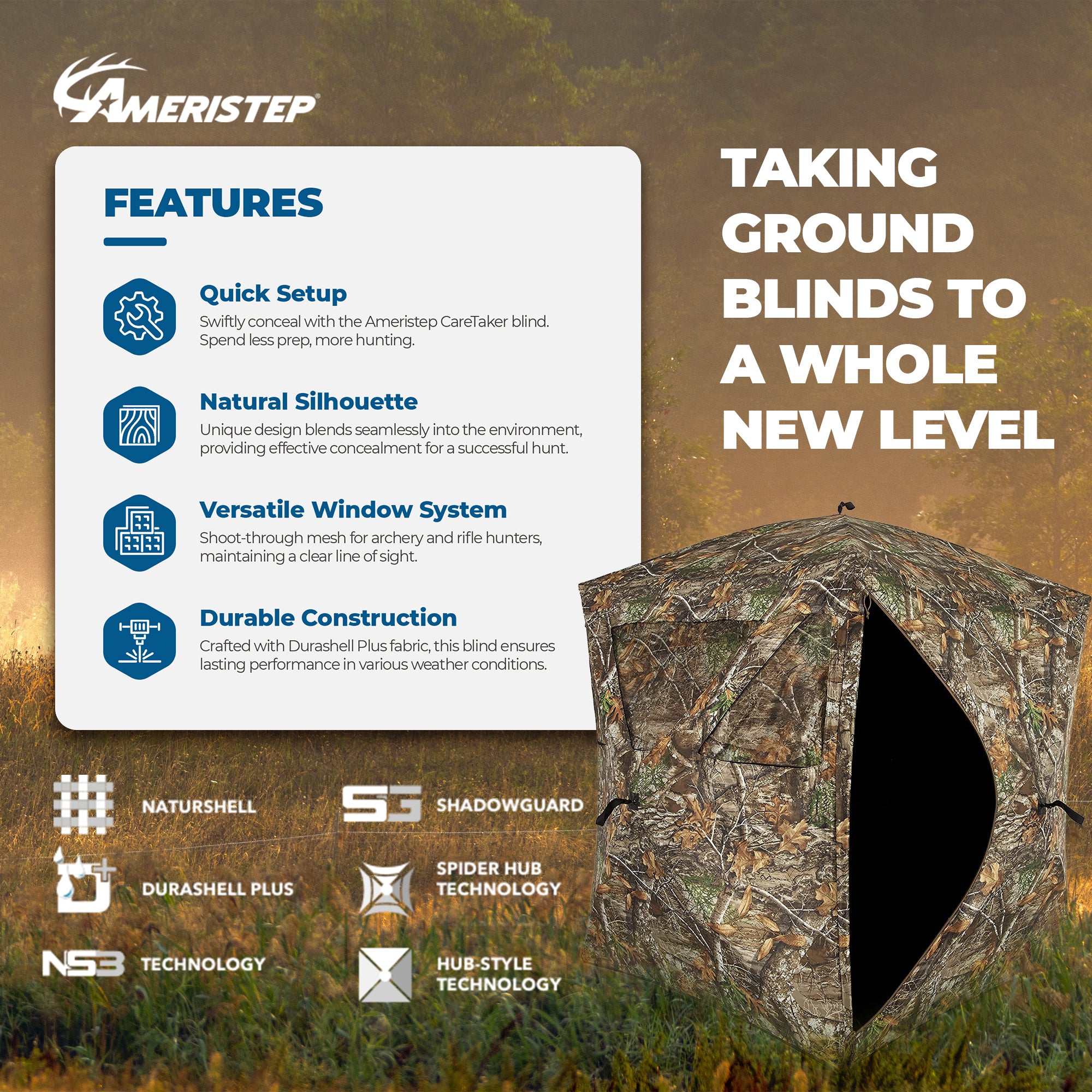 Ameristep CareTaker Kick Out 2 Person Ground Hunting Concealment, (For Parts) - VMInnovations