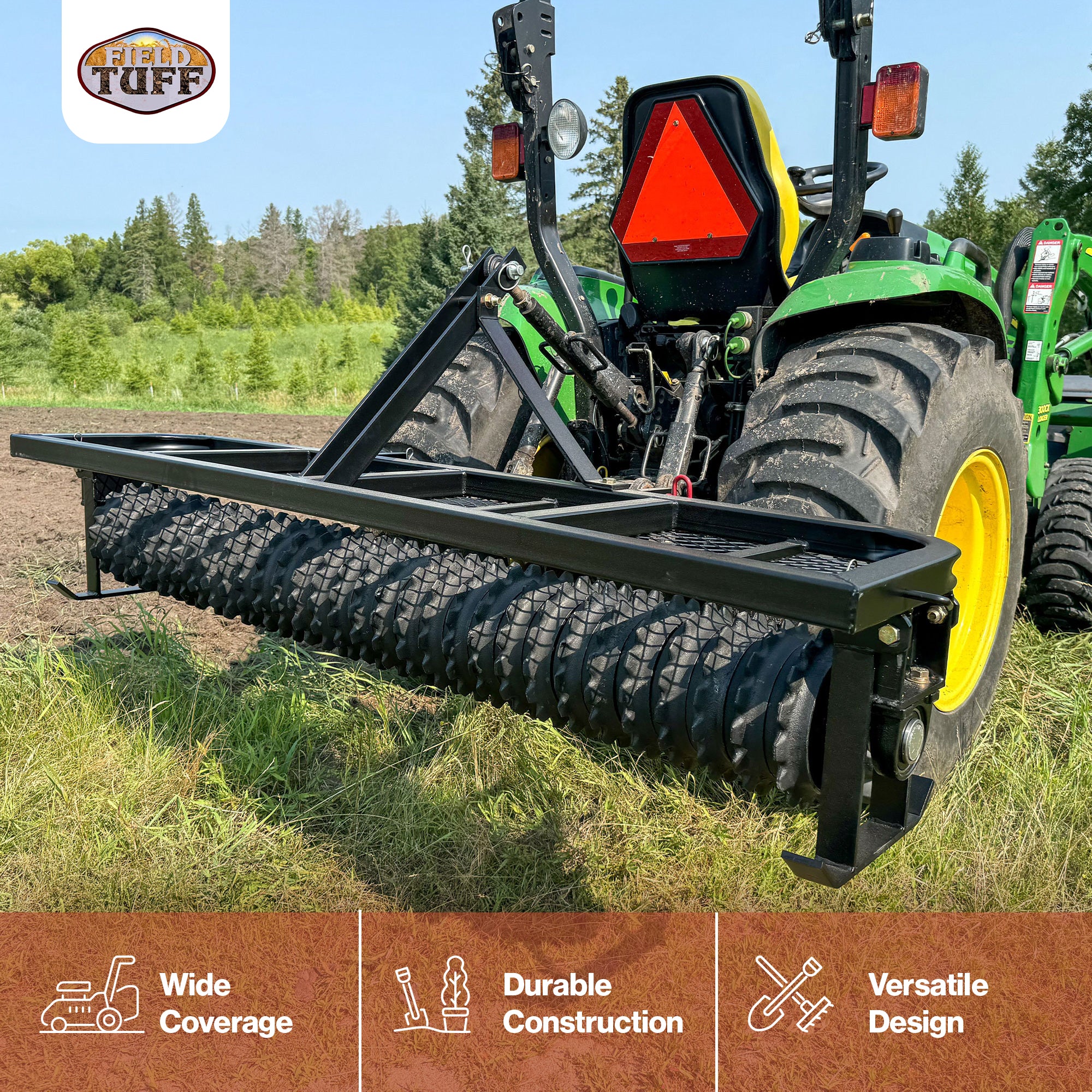 Field Tuff 6 Feet 3 Point Cultipacker, Cast Iron Wheels, 72 Inch Working Width - VMInnovations