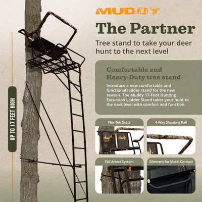 Muddy MLS2300 Partner 17 Ft 2 Person Hunting Deer Ladder Tree Stand (Open Box)