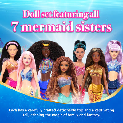Disney the Little Mermaid Ariel & Sisters Doll Set W/7 Mermaid Dolls (Open Box)
