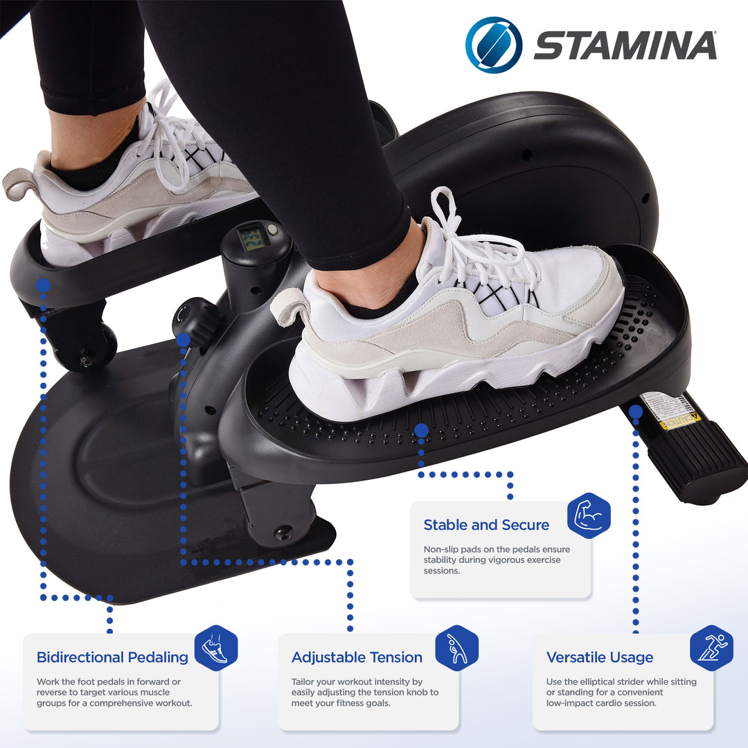 Stamina Inmotion E1000 Compact Lower Body Cardio Workout Strider Machine, Black - VMInnovations
