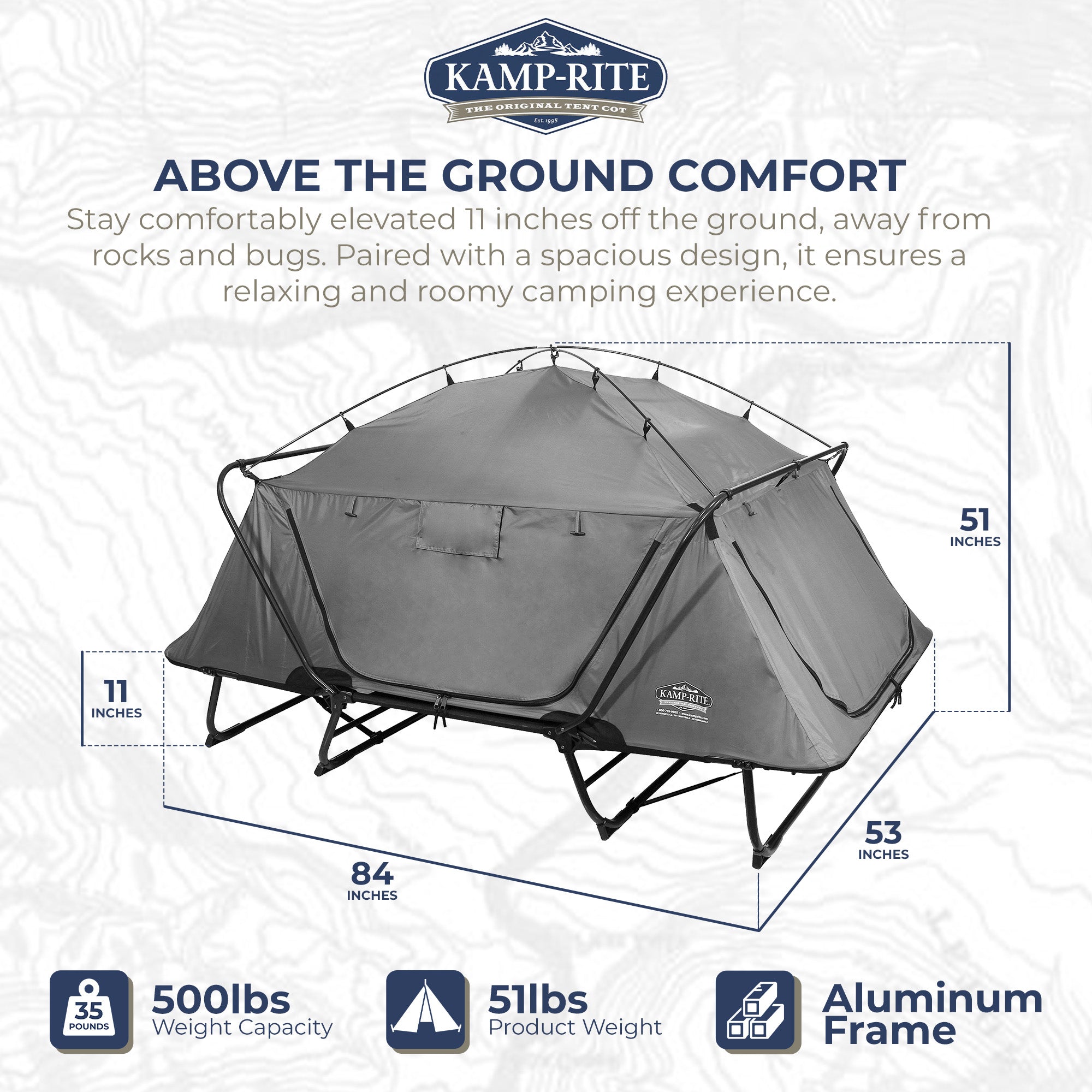 Kamp-Rite TB Collapsible Double Elevated 2 Person Tent Cot w/Bag & Rainfly(Used) - VMInnovations