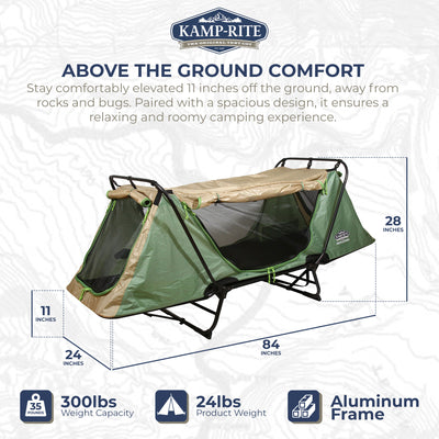 Kamp-Rite Original Tent Cot Folding Camping and Hiking Bed 1 Person (Open Box)