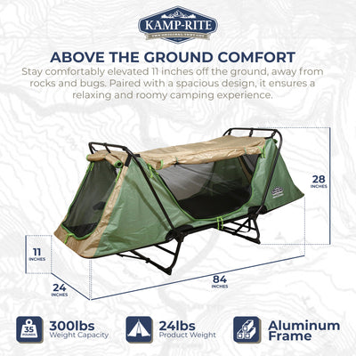 Kamp-Rite Original Tent Cot Camping and Hiking Bed for 1 Person, Green (Damaged)