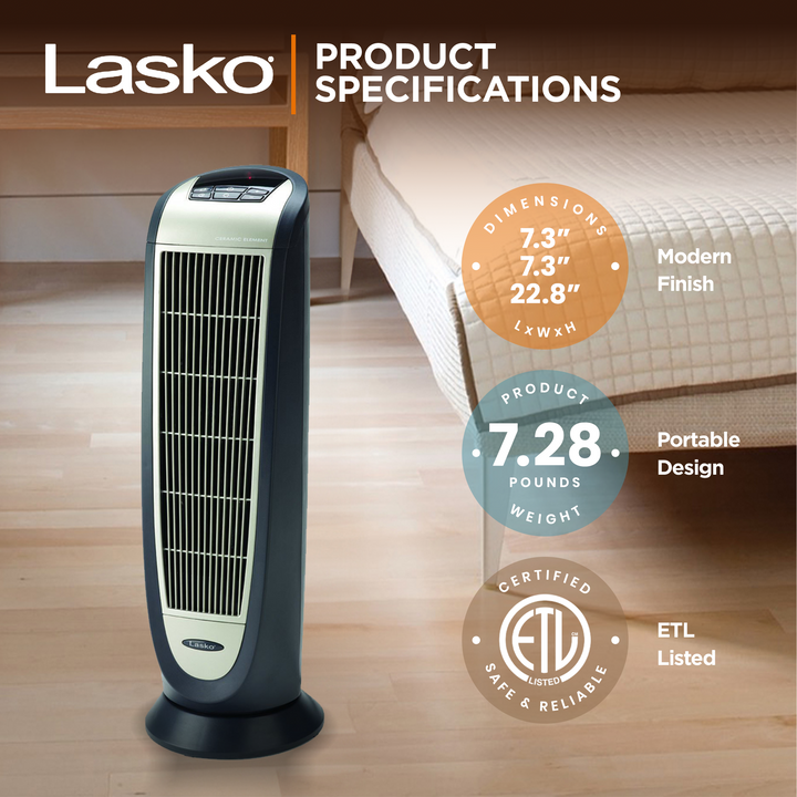 Lasko 5160 Electric 1500W Room Oscillating Ceramic Tower Space Heater (Open Box) - VMInnovations
