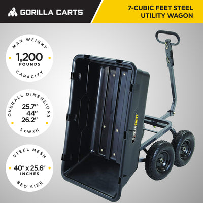Gorilla Carts Garden Dump Cart Camping Beach Wagon, 1200lbs Capacity(Open Box)