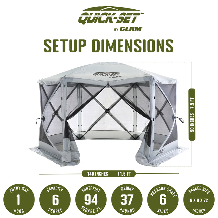 CLAM Quick Set Escape Portable Camping Outdoor Gazebo Canopy & 2 Wind Panels