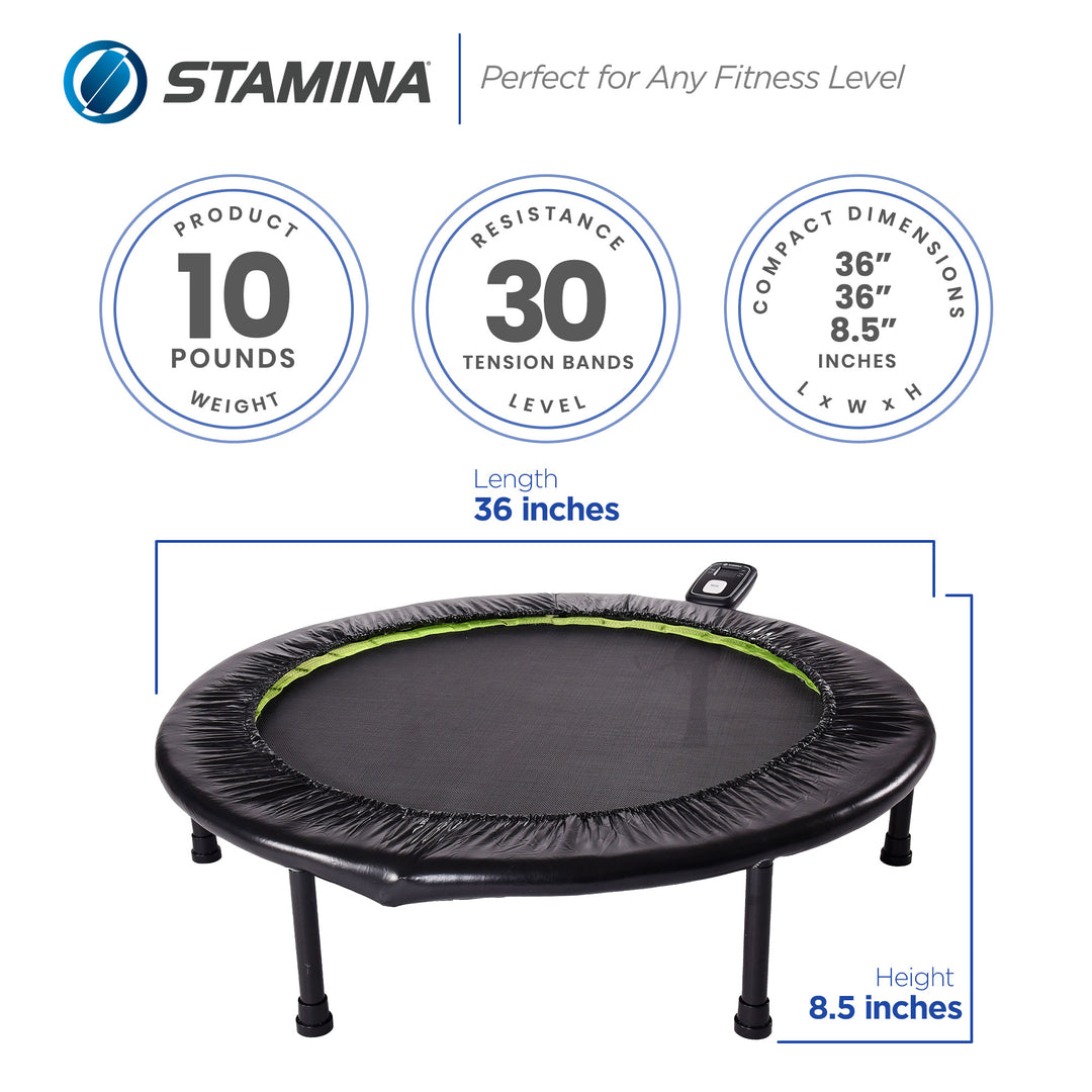 Stamina Products 36 Inch Round Foldable Fitness Trampoline with Workout Monitor