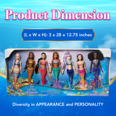 Disney the Little Mermaid Ariel And Sisters Small Doll Set With 7 Mermaid Dolls - VMInnovations