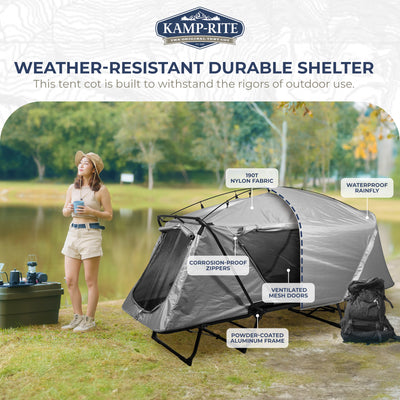 Kamp-Rite DTC447 Oversized Elevated Tent Cot, Chair, Tent, & Rainfly (Open Box) - VMInnovations