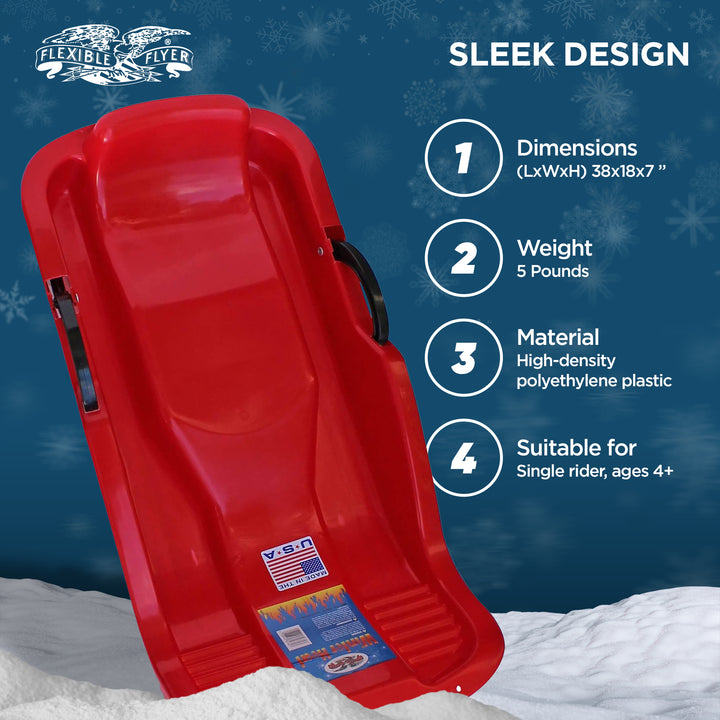 Flexible Flyer Winter Heat Snow Sled with Steering and Brakes, Red (Open Box)