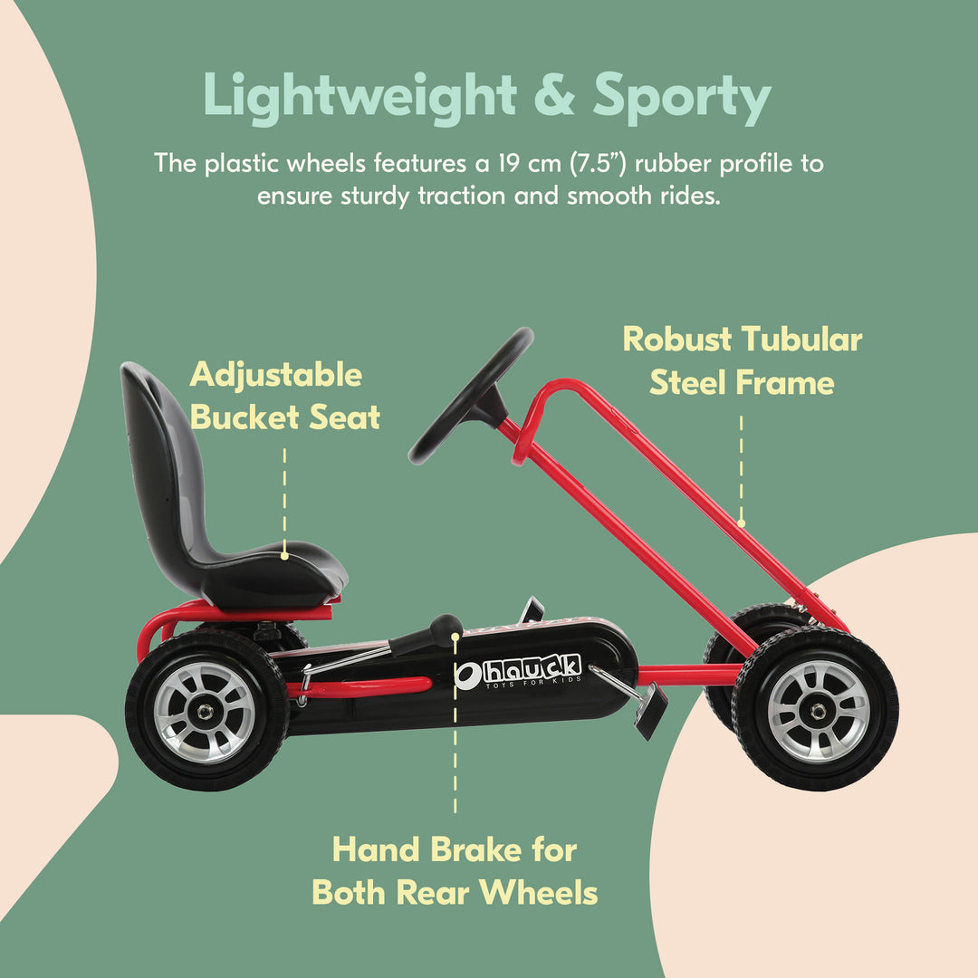 hauck Lightning Ergonomic Pedal Ride On Go Kart for Boys & Girls, Red (Open Box)