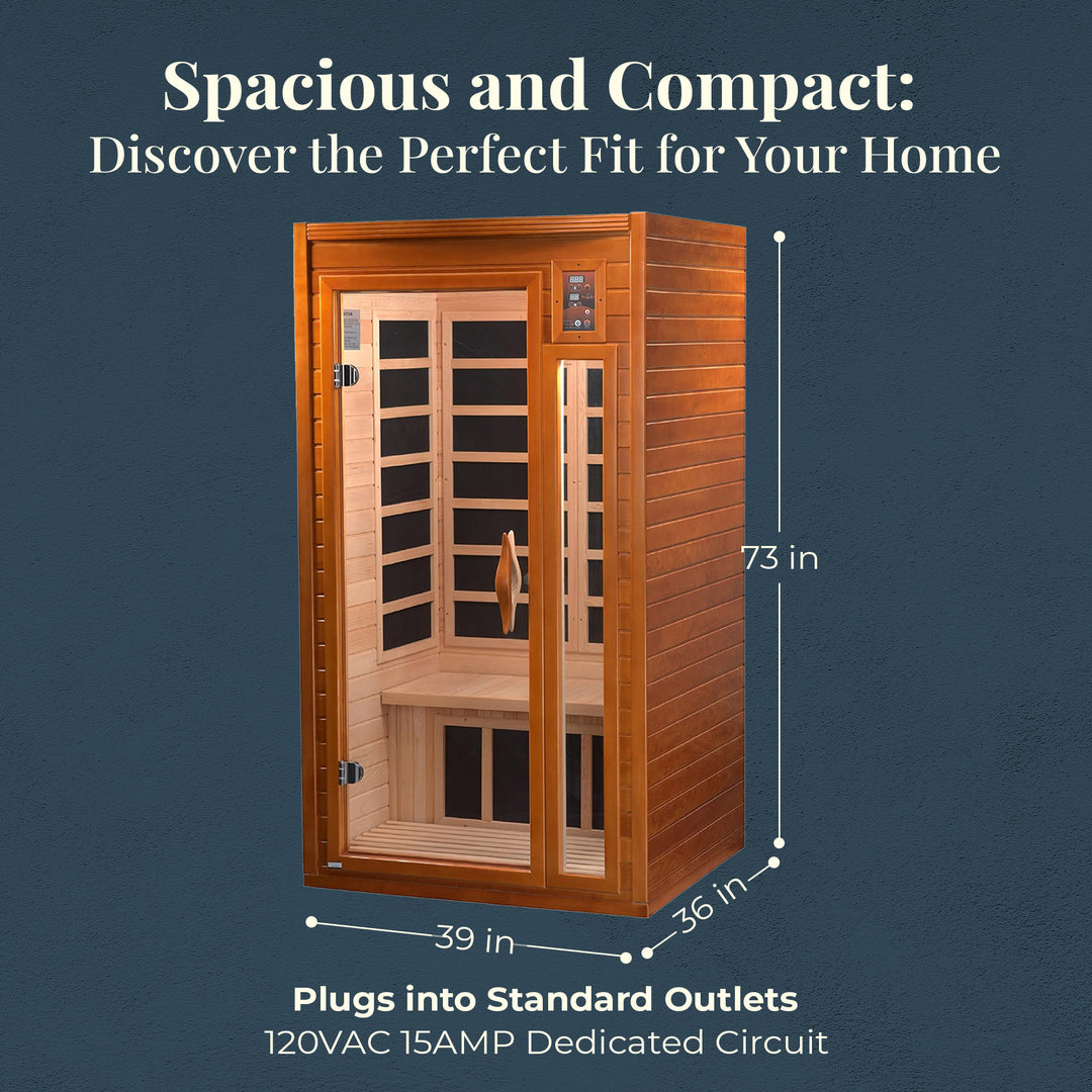 Dynamic Saunas Barcelona 1 to 2 Person Hemlock Wood Infrared Sauna For Home - VMInnovations