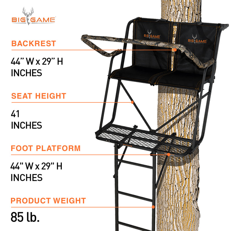 Big Game Spector XT Lightweight Portable 2 Hunter Tree Ladder Stand, 17&