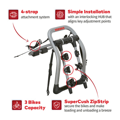 Yakima HalfBack 3 Bike Trunk Bike Strap Rack with ZipStrips, Gray/Black (Used)