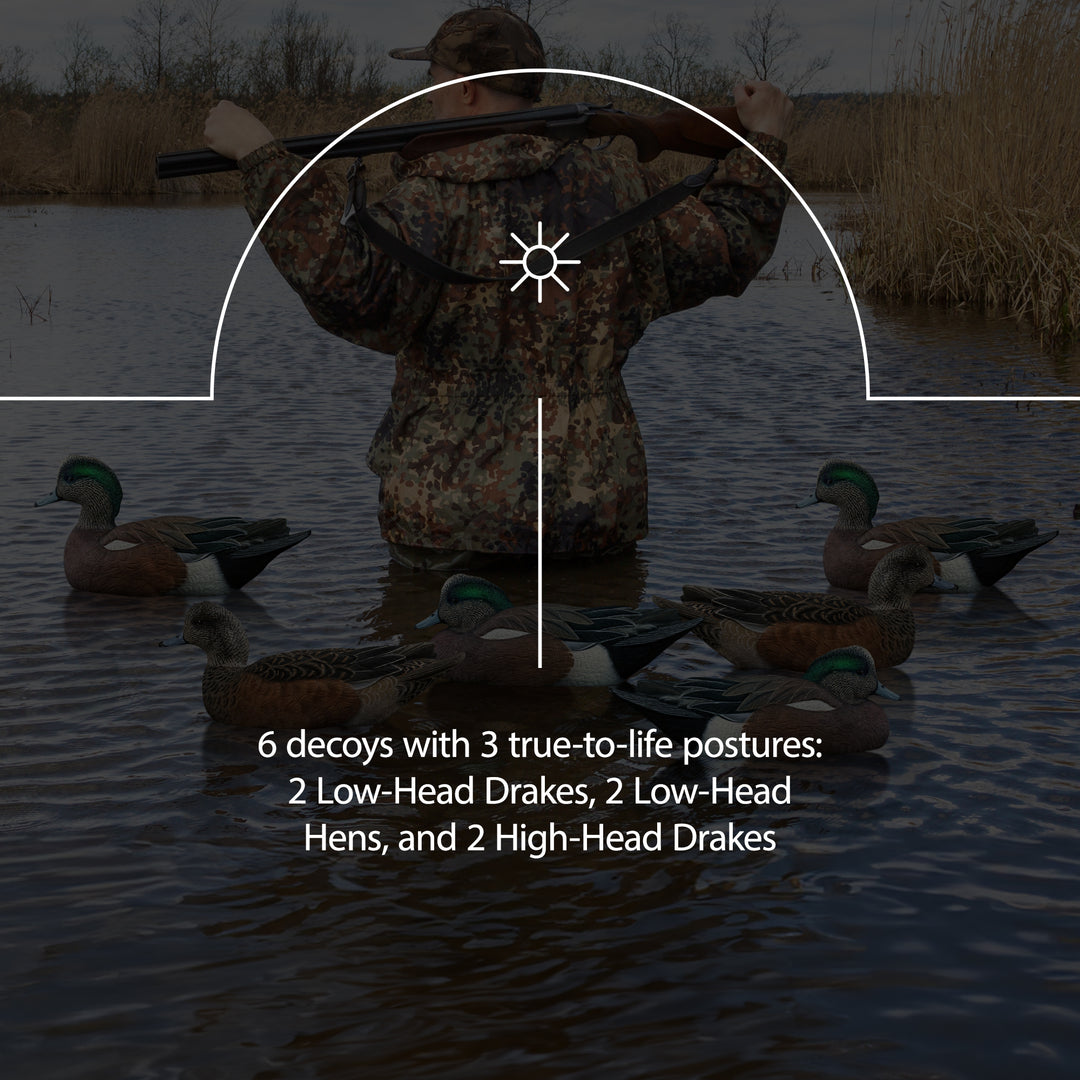 Avian X Topflight Wigeons, Rugged Realistic Floating Decoys, 6 Pack (Open Box)