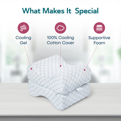 Sleepgram High Density Foam Contour Knee Pillow, Outer Cooling Cover, Gray(Used) - VMInnovations