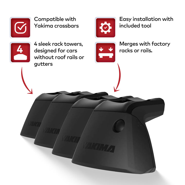 YAKIMA BaseLine Adjustable Rack Towers for Vehicles with Naked Roof, Set of 4