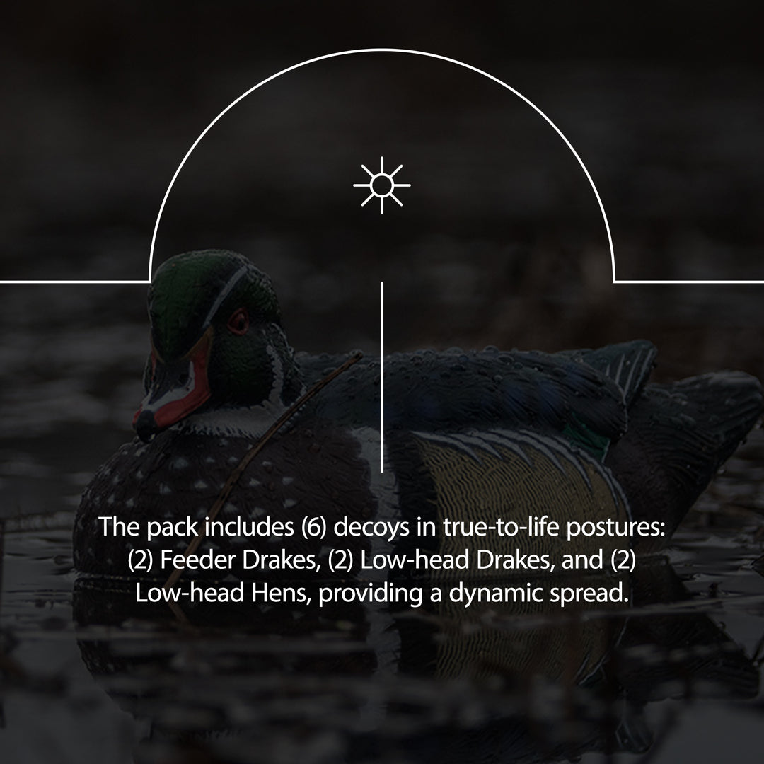 Avian X Topflight Wood Ducks, Floating Decoys, 6 Pack, Multicolor (Open Box) - VMInnovations