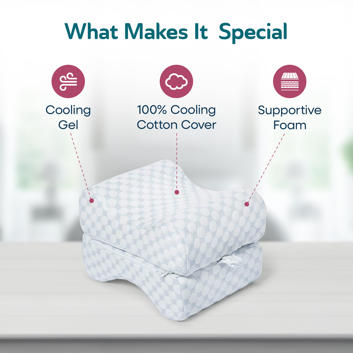 Sleepgram High Density Foam Contour Knee Pillow, Outer Cooling Cover, Gray(Used)