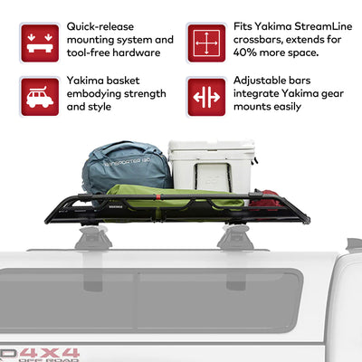 Yakima Large Cargo Basket Roof Rack, Compatible w/StreamLine Crossbars(Open Box)