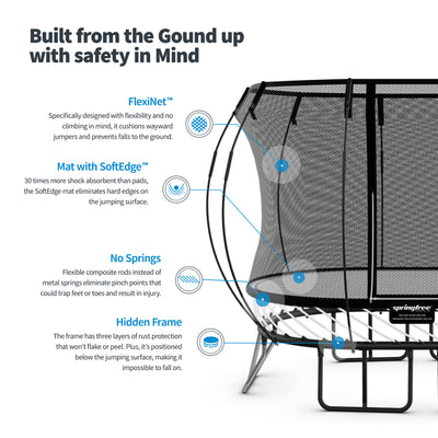 Springfree Trampoline 12'x19' Jumbo Oval Trampoline with 22'x29' Space Required