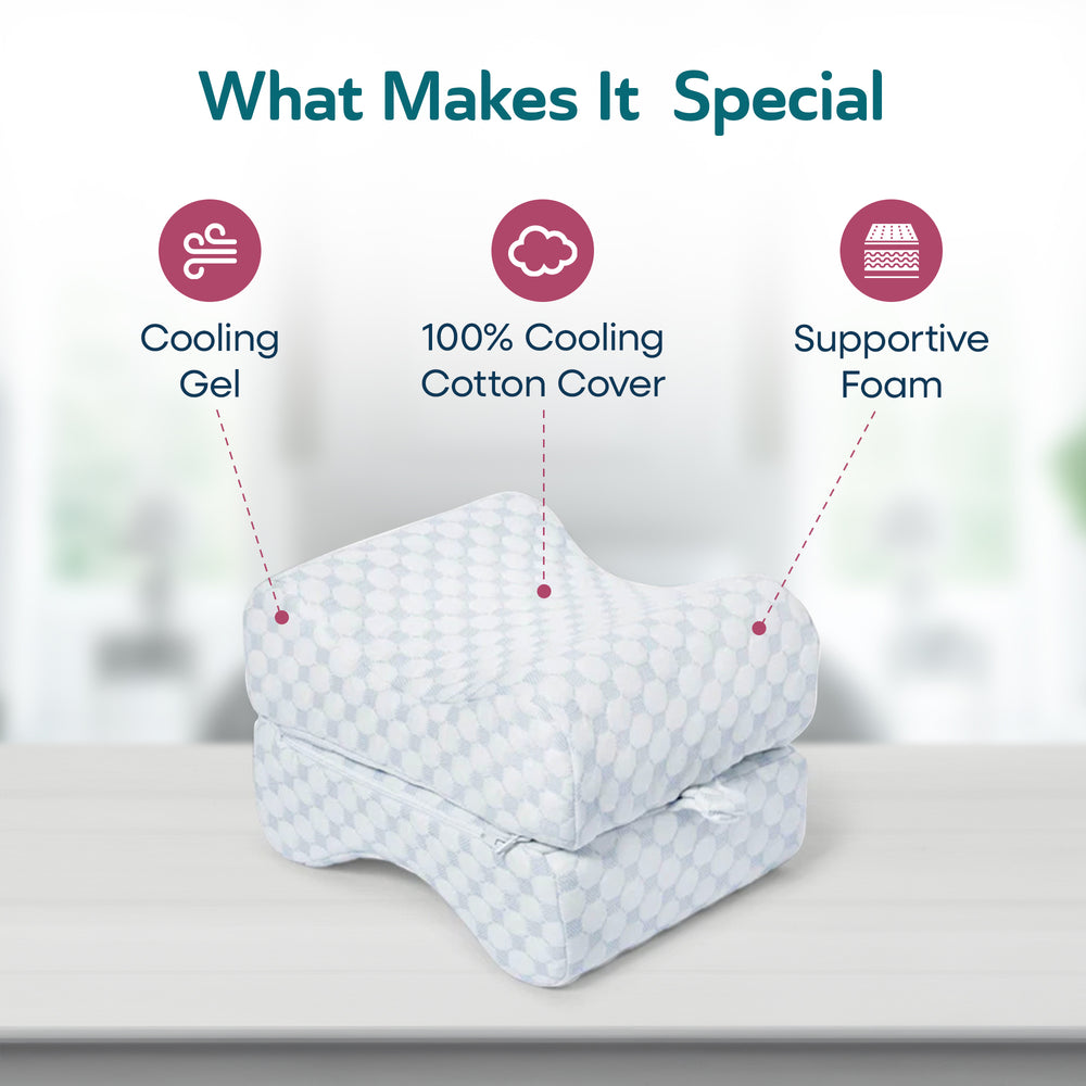 Sleepgram High Density Foam Contour Knee Pillow with Outer Cooling Cover, Gray - VMInnovations