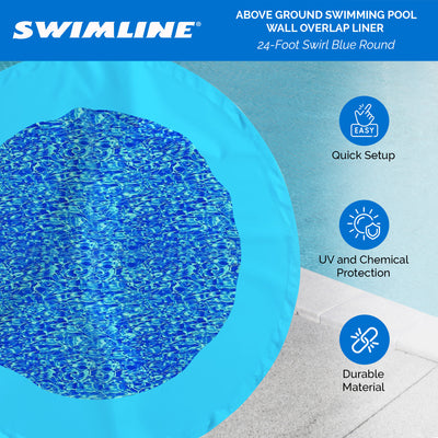 Swimline 24 Foot Swirl Blue Round Above Ground Swimming Pool Wall Liner (Used) - VMInnovations