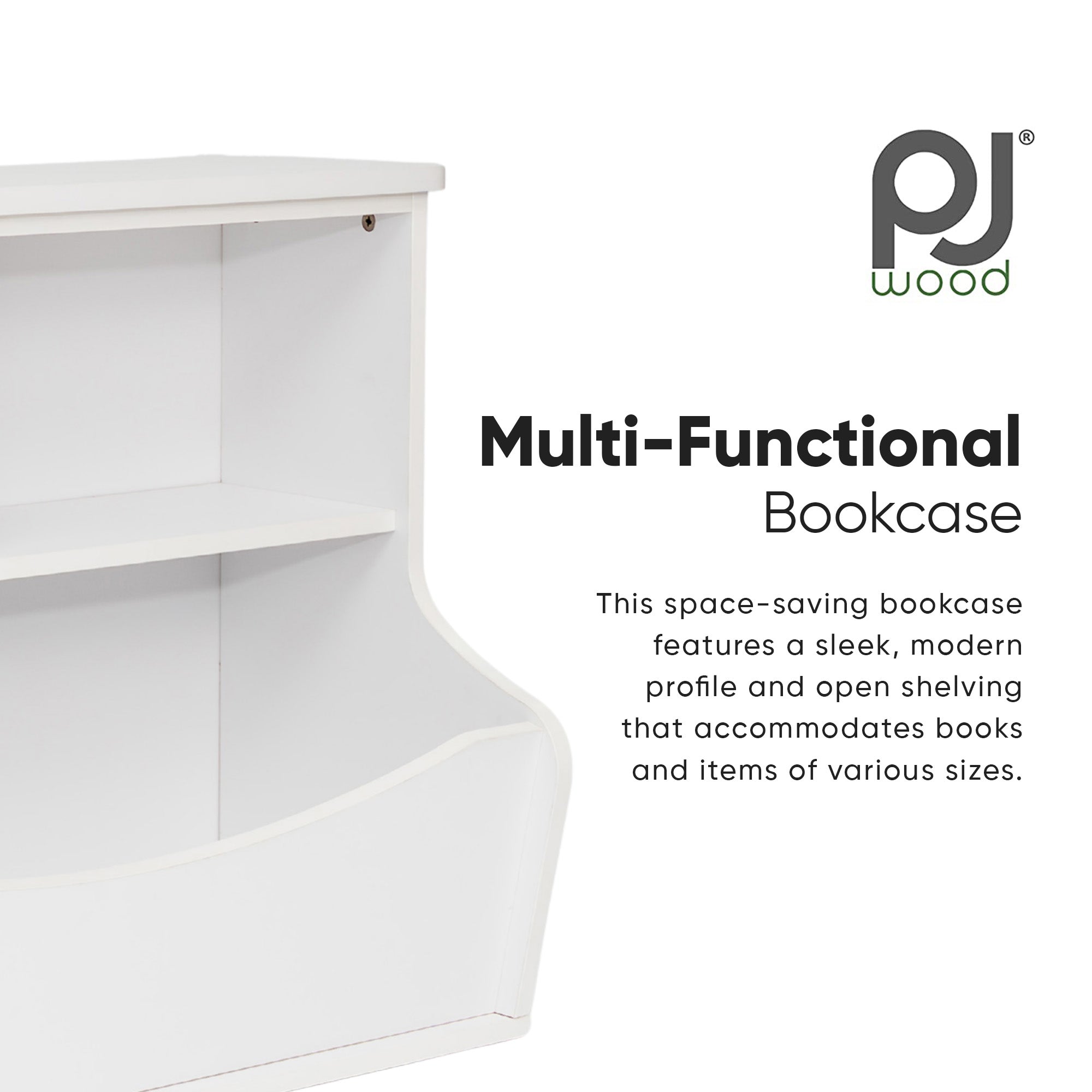 PJ Wood Multi-Functional Bookcase, Store or Display Books of Different Sizes - VMInnovations