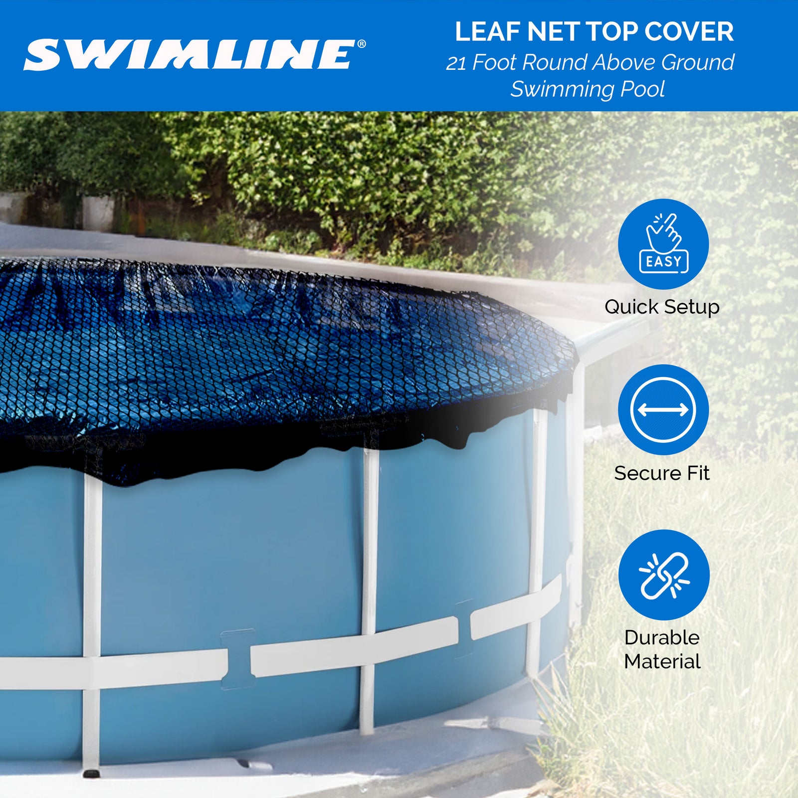Swimline 21' Round Above Ground Swimming Pool Leaf Net Cover Winter - Open Box - VMInnovations