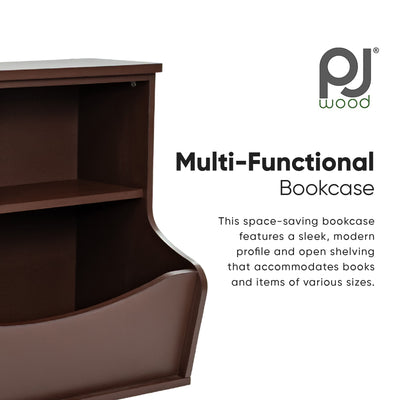 PJ Wood Bookcase, Store or Display Books of Different Sizes (Open Box) - VMInnovations