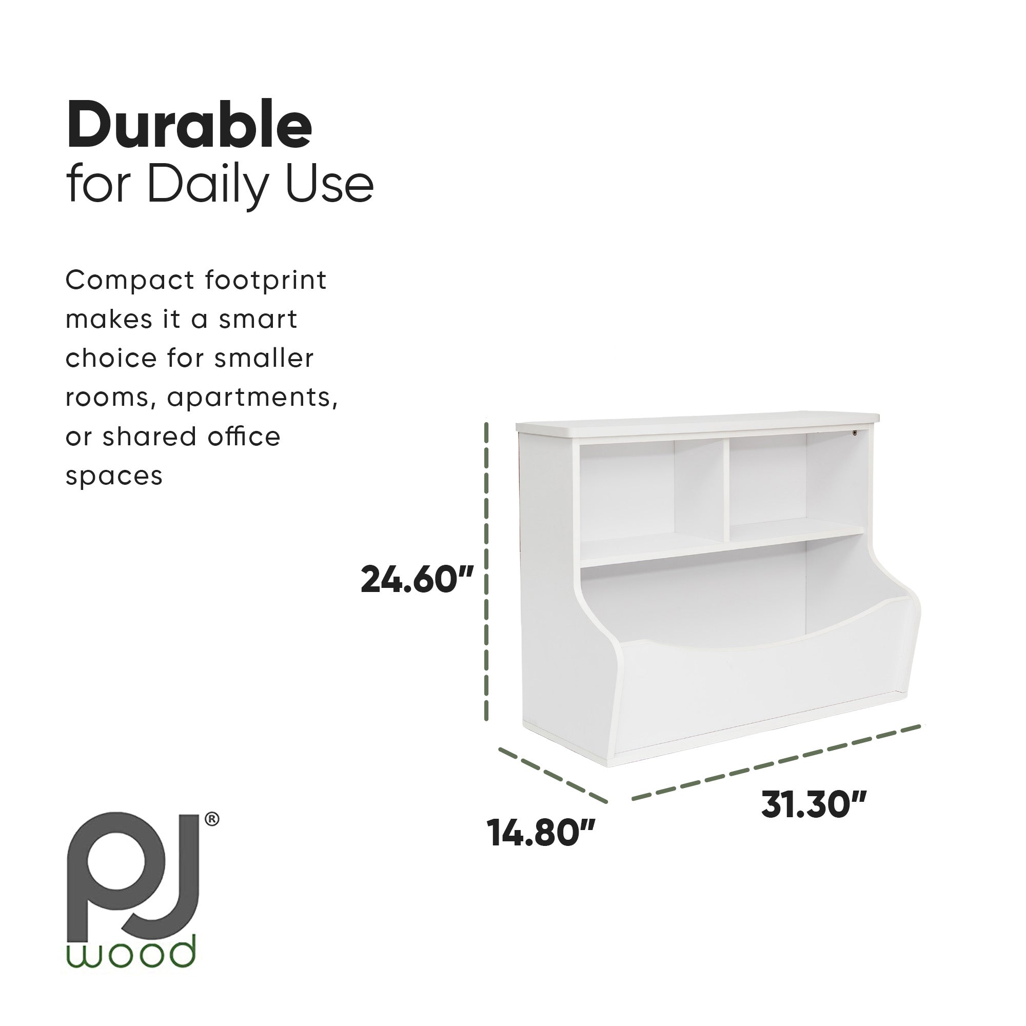 PJ Wood Multi-Functional Bookcase, Store or Display Books of Different Sizes - VMInnovations