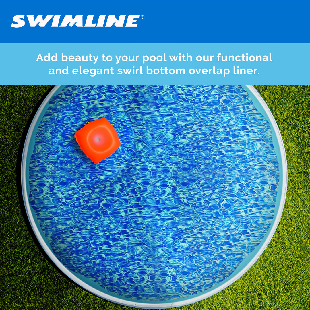 Swimline 24 Foot Swirl Blue Round Above Ground Swimming Pool Wall Overlap Liner