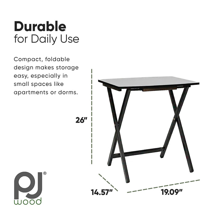 PJ Wood 5 Pack XL Oversize Tray Table Set for Living Room or Kitchen, Black