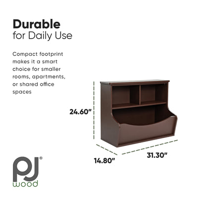 PJ Wood Bookcase, Store or Display Books of Different Sizes (Open Box) - VMInnovations