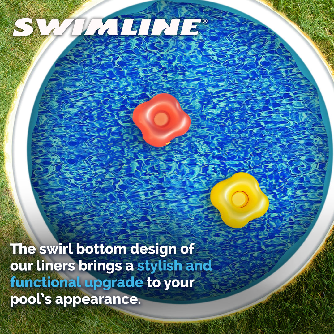 Swimline 24 Foot Swirl Blue Round Above Ground Swimming Pool Wall Overlap Liner